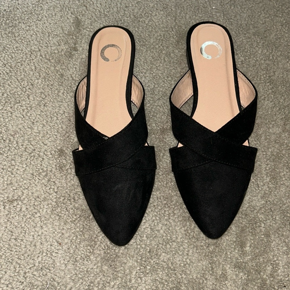 Black slide mules